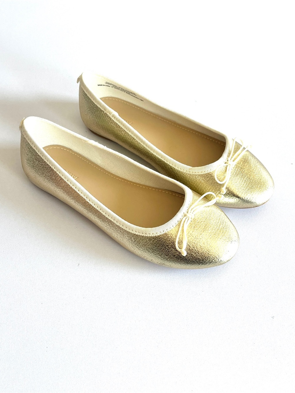 J Crew NEW gold ballet flats shoes girls 3 metallic slip on bow party shiny